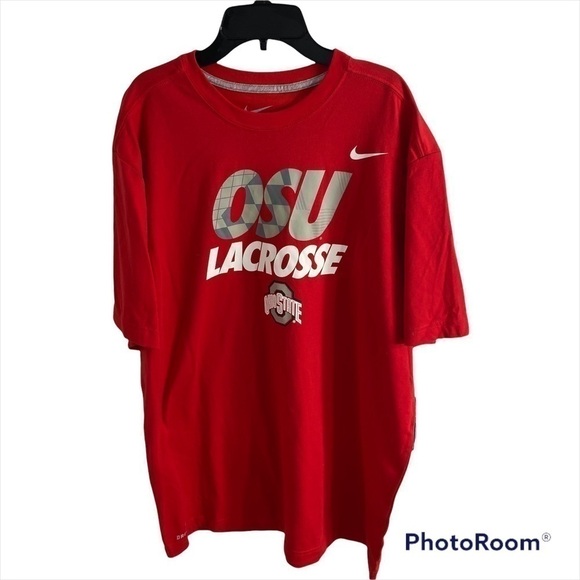 Nike Ohio State University Lacrosse T-shirt NWT XL Regular Fit Red - Picture 1 of 8